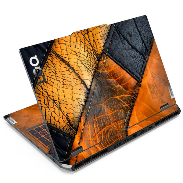 Lenovo LOQ Laptop Skin - Orange and Blue Leather Abstract