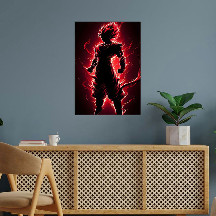 Metal Poster - Anime Goku Red