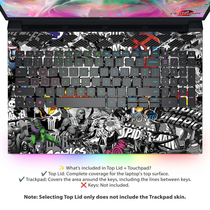 Dell Laptop Skin - Superheroes Sticker Bomb