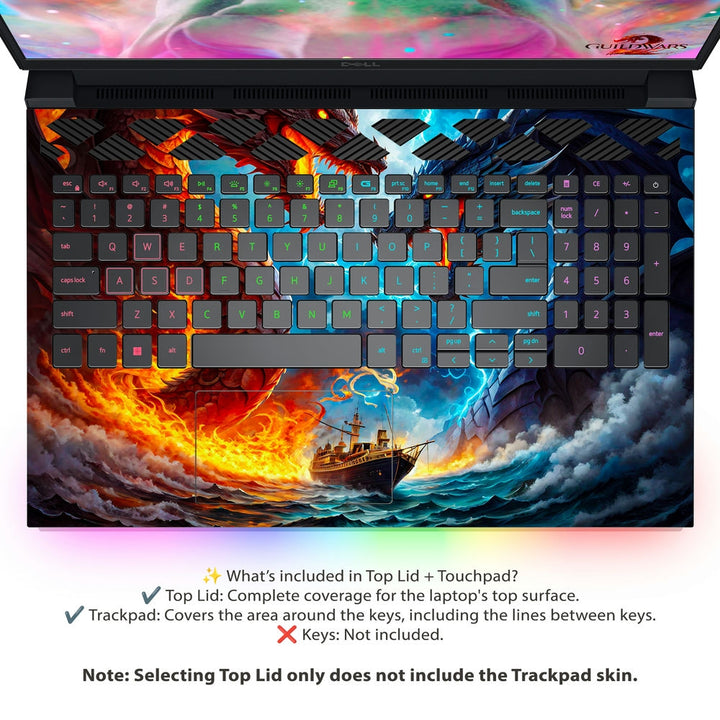 Dell Laptop Skin - Dragon Fire and Ice