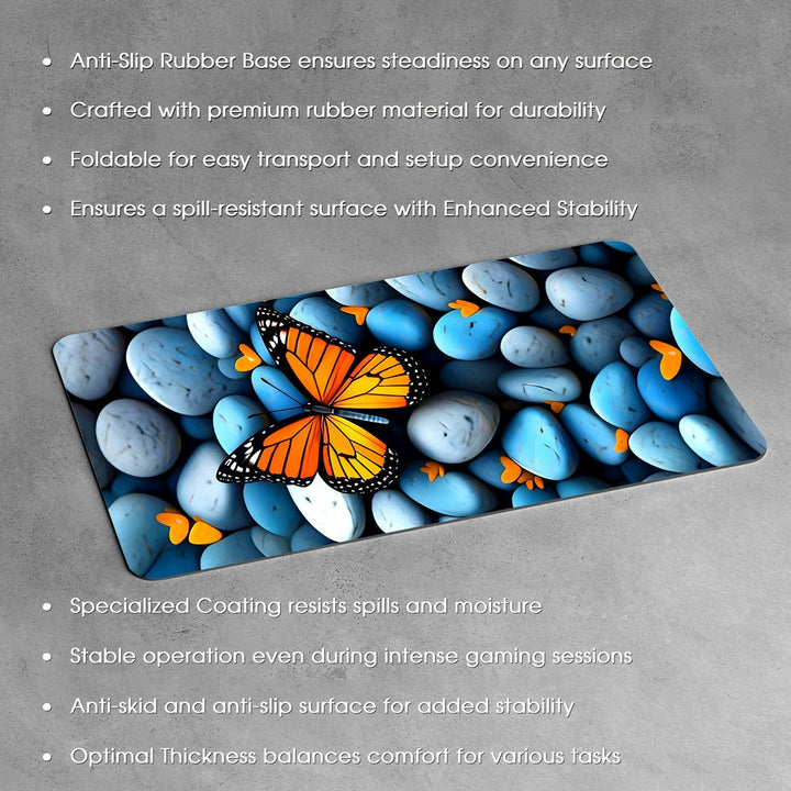 Anti-Slip Desk Mat Gaming Mouse Pad - Butterfly Stone