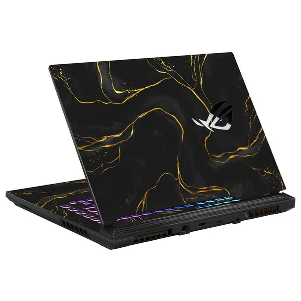 Asus Laptop Skin - Gold and Black Swirl Art Design