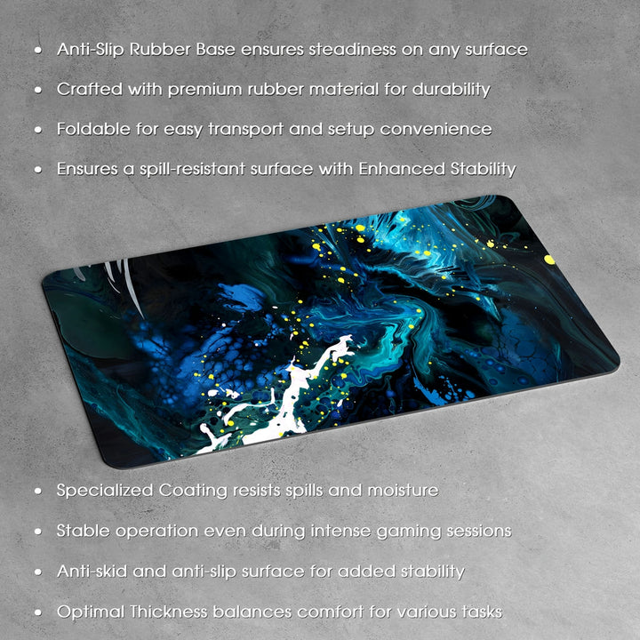 Anti-Slip Desk Mat Gaming Mouse Pad - Abstract Oceanic Swirl Topography