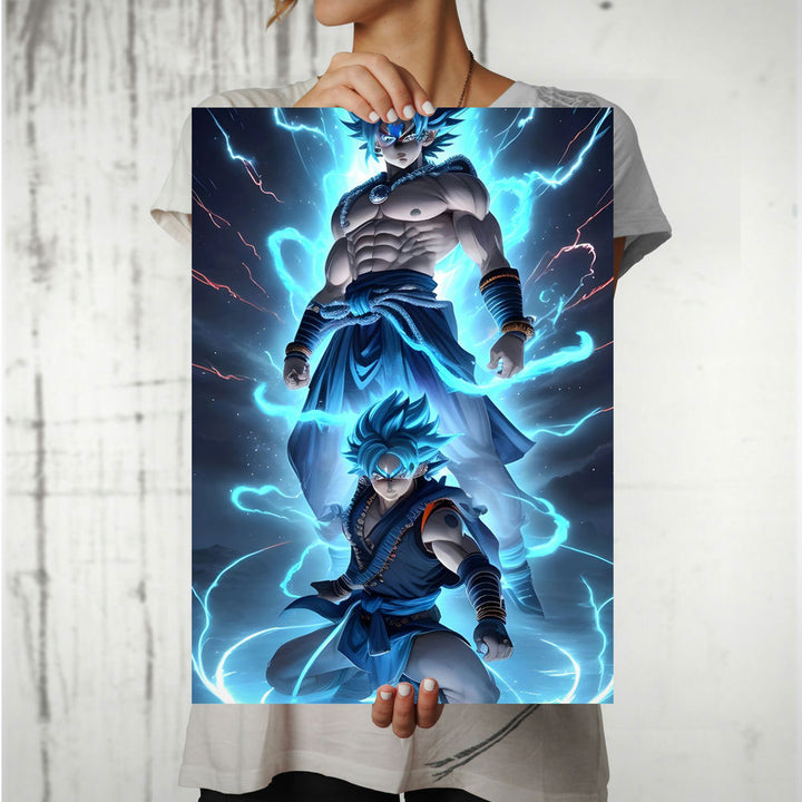 Metal Poster - Anime Goku Blue