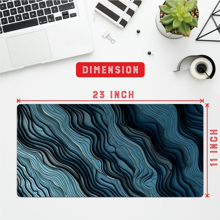 Anti-Slip Desk Mat Gaming Mouse Pad - Blue Wave Like Contour