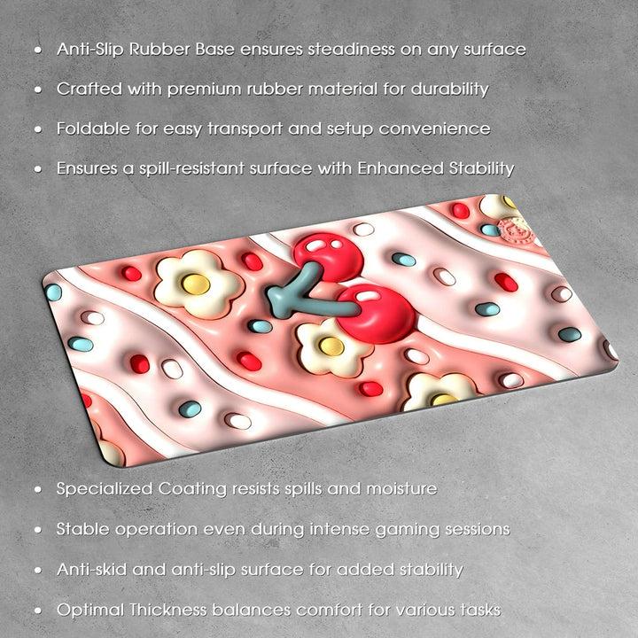 Anti-Slip Desk Mat Gaming Mouse Pad - Cherry Swirl