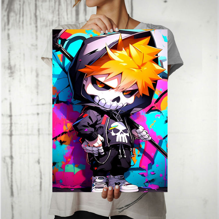 Metal Poster - Anime Chibi Skull