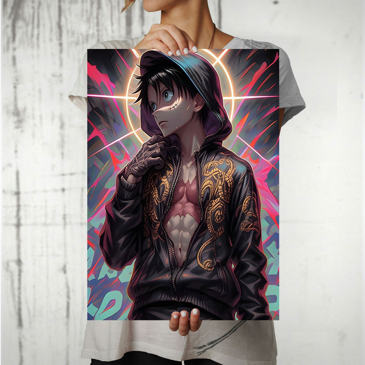 Metal Poster - Anime Hooded Boy