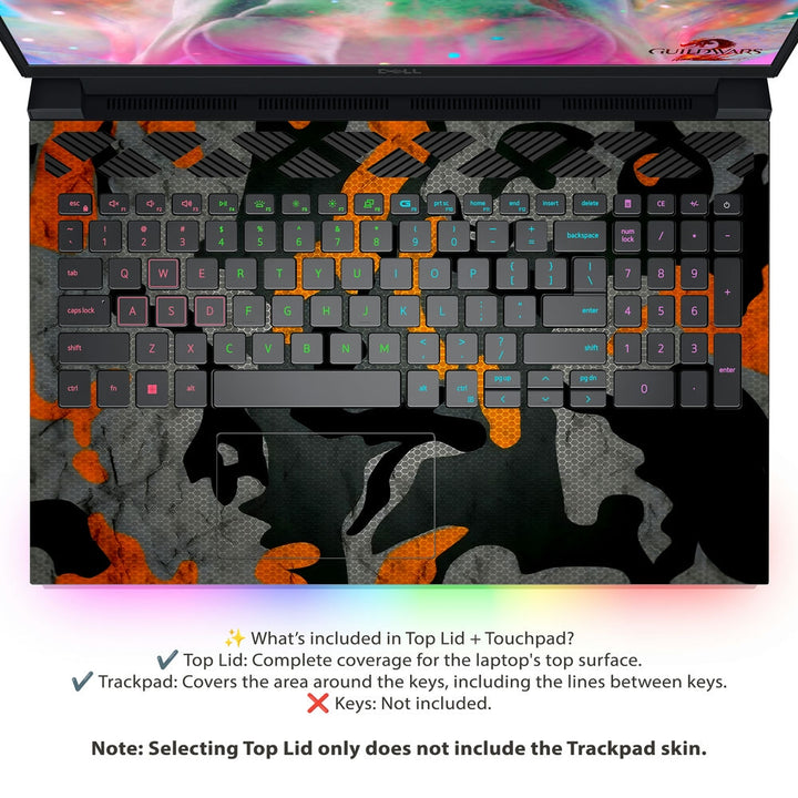 Dell Laptop Skin - Black Orange Camouflage