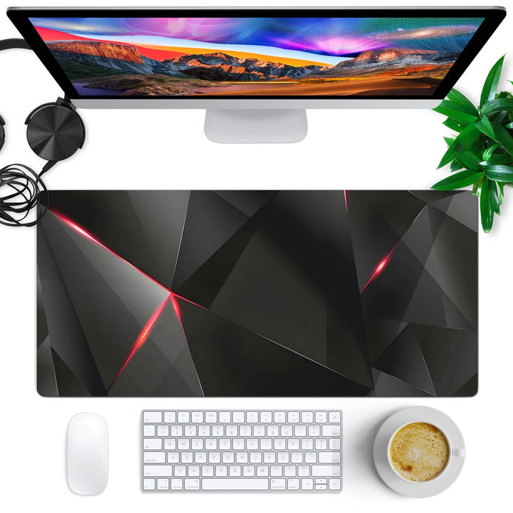 Anti-Slip Desk Mat Gaming Mouse Pad - Geometric Red Black Design