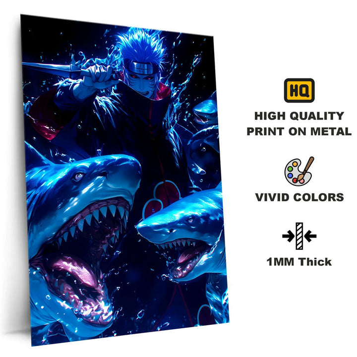 Metal Poster - Anime Blue Shark Kisame Hoshigaki