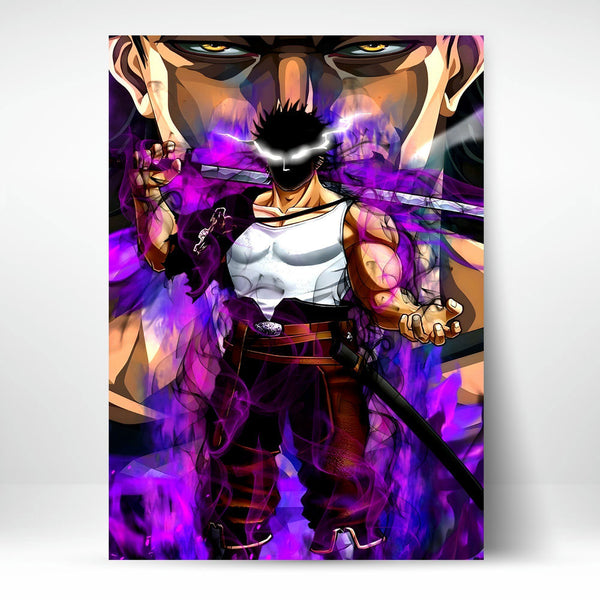 Metal Poster - Anime Purple Fighter