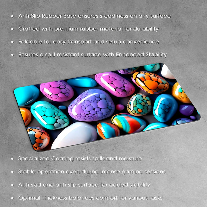 Anti-Slip Desk Mat Gaming Mouse Pad - Colorful Pebbles CP29