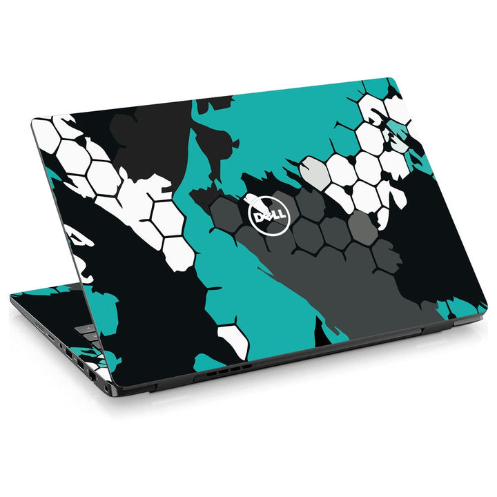 Dell Laptop Skin - Cyan Black Honeycomb Art