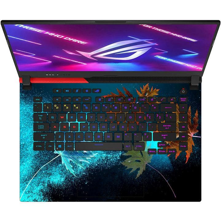 Asus Laptop Skin - Metallic Blue Brown Floral