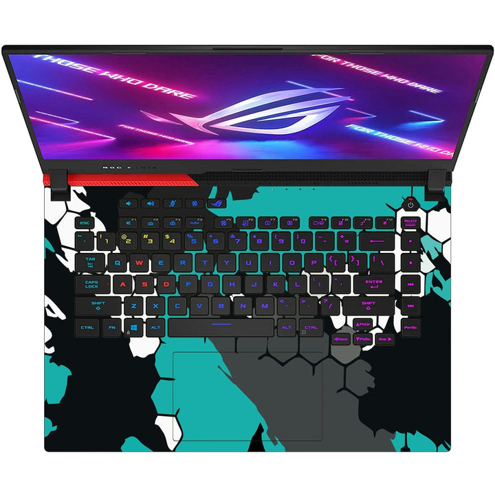 Asus Laptop Skin - Cyan Black Honeycomb Art