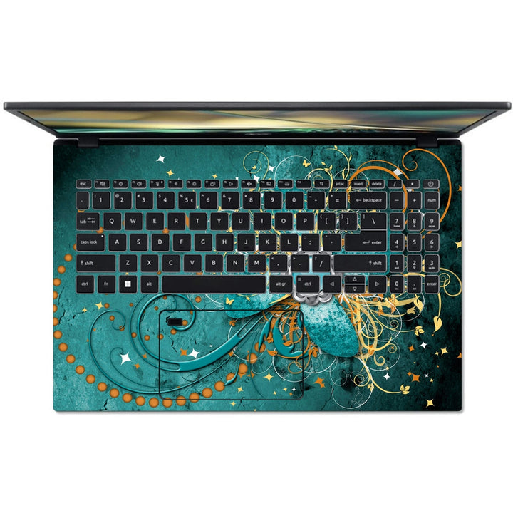 Acer Laptop Skin - Abstract Turquoise Swirls