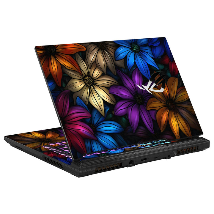 Asus Laptop Skin - Bright Floral Pattern on Dark Background