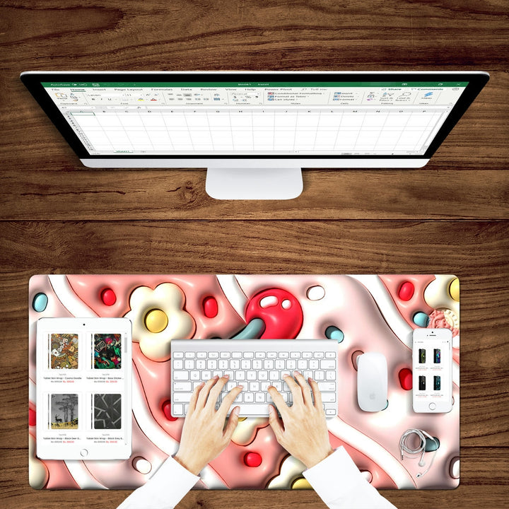 Anti-Slip Desk Mat Gaming Mouse Pad - Cherry Swirl