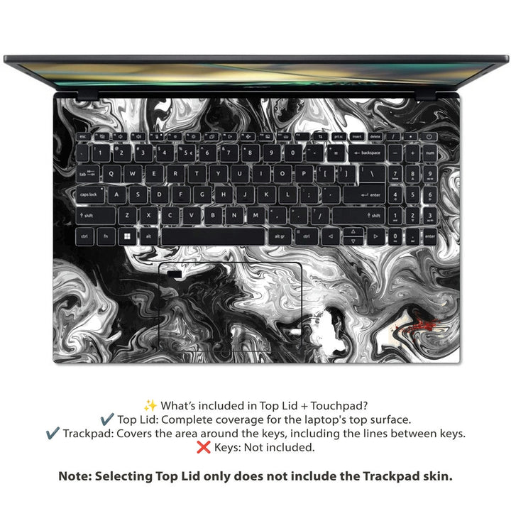 Acer Laptop Skin - Marble Black While Art