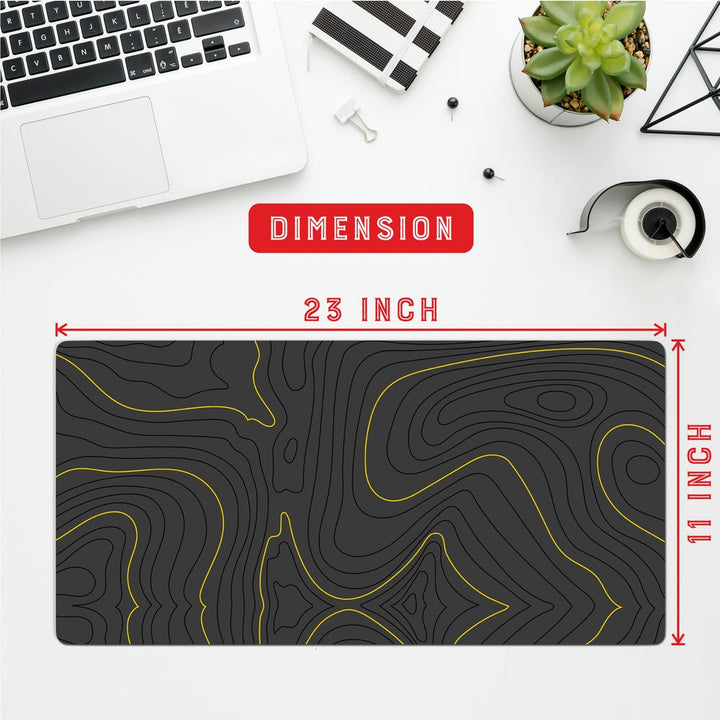 Anti-Slip Desk Mat Gaming Mouse Pad - Yellow and Gray Contour Lines