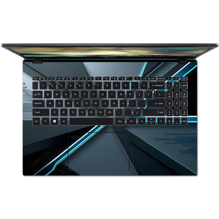 Acer Laptop Skin - Minimalist Gray and Blue Tech Abstract