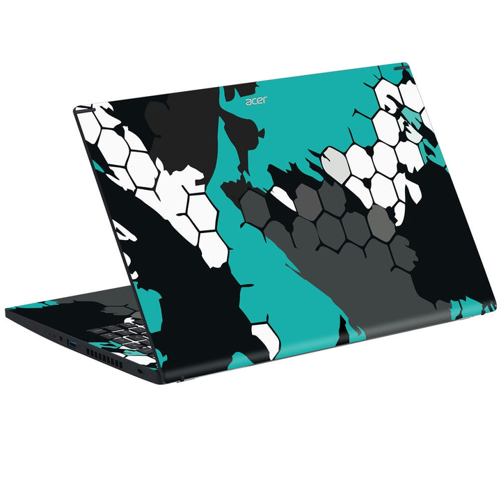 Acer Laptop Skin - Cyan Black Honeycomb Art