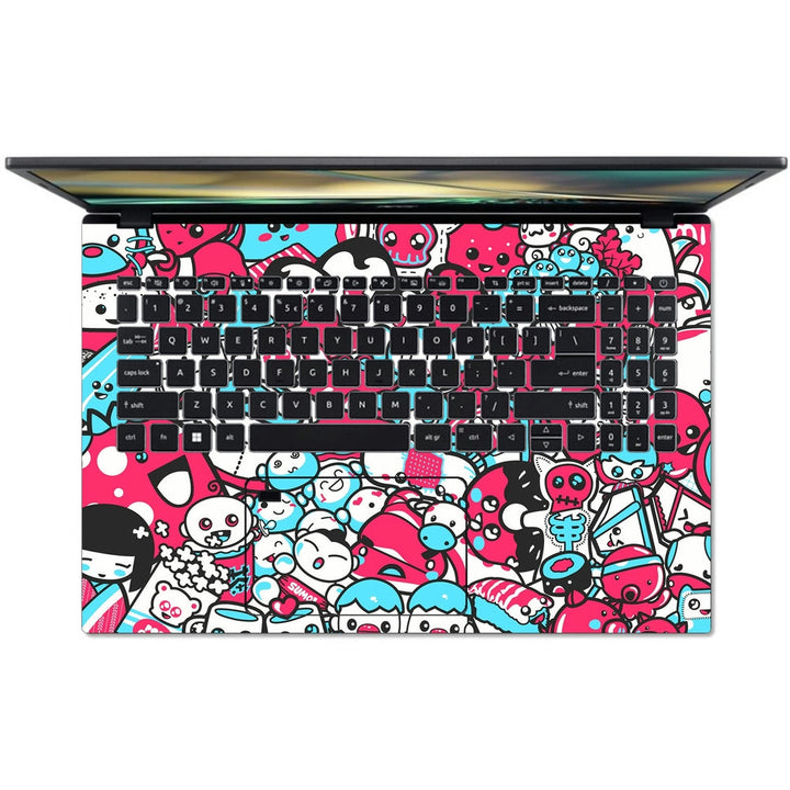 Acer Laptop Skin - Red Blue Faces