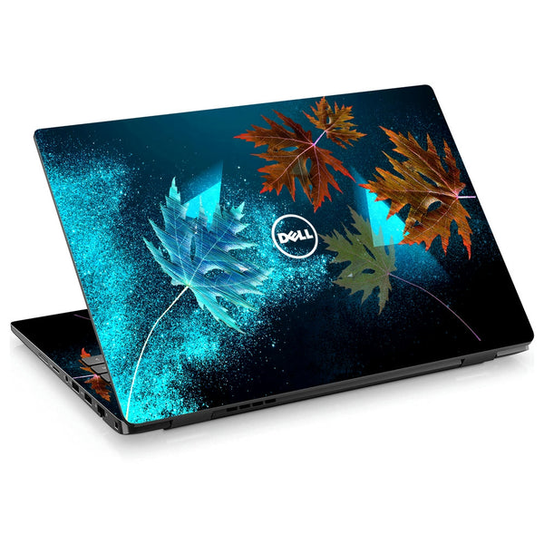 Dell Laptop Skin - Metallic Blue Brown Floral