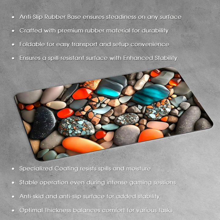 Anti-Slip Desk Mat Gaming Mouse Pad - Colorful Pebbles CP23