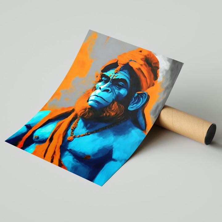 Self Adhesive Textured Vinyl Poster Lord Hanuman Spiritual Art