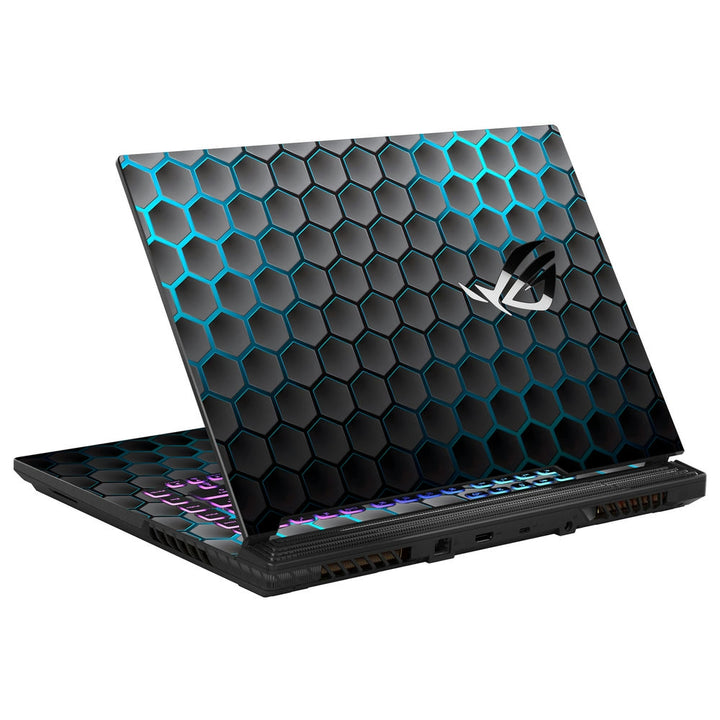 Asus Laptop Skin - Neon Blue Black Honeycomb