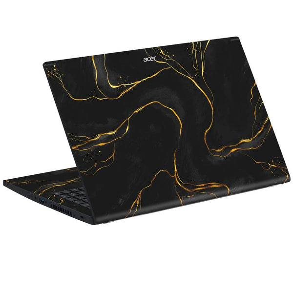 Acer Laptop Skin - Gold and Black Swirl Art Design