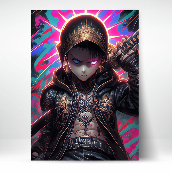 Metal Poster - Anime Golden Hoodie