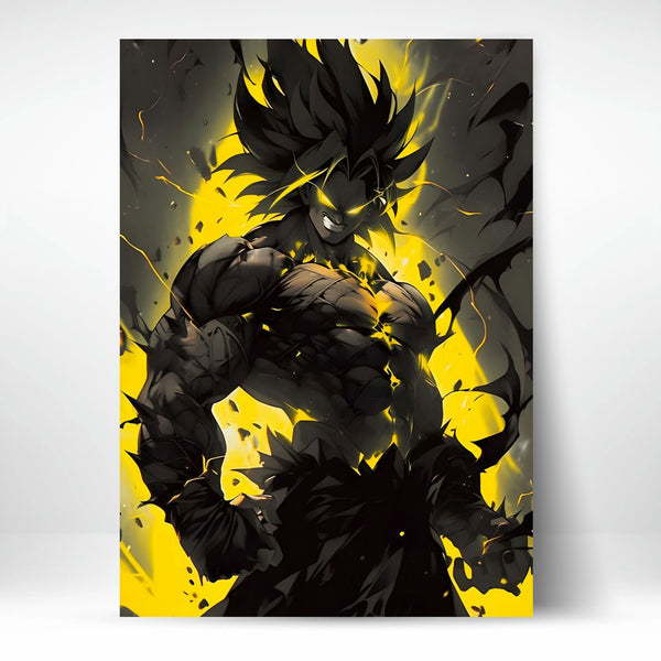 Metal Poster - Anime Goku Yellow