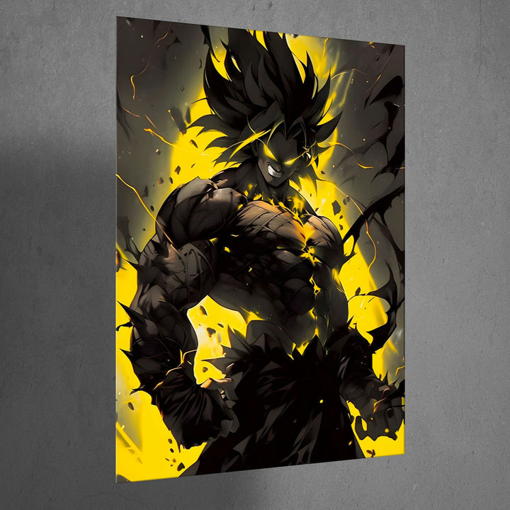 Metal Poster - Anime Goku Yellow