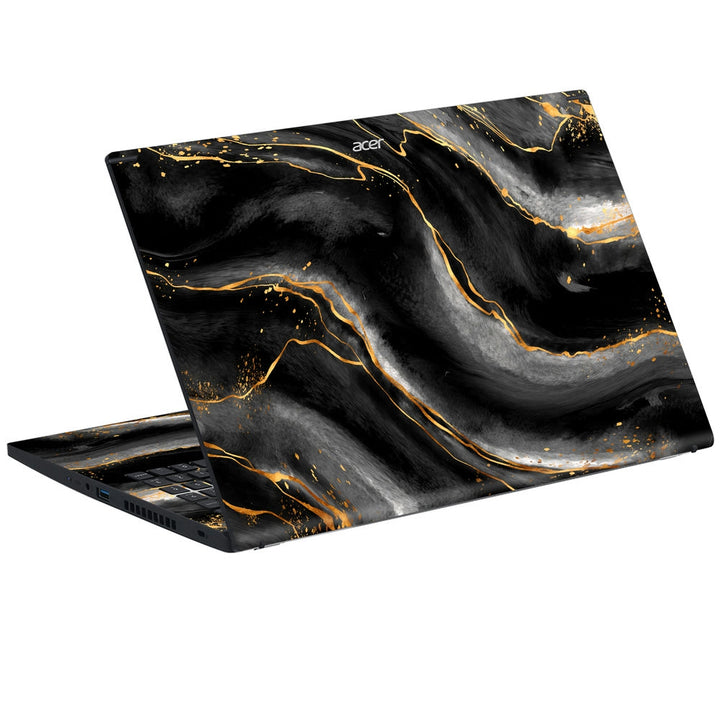 Acer Laptop Skin - Black and Gold Marbled Texture