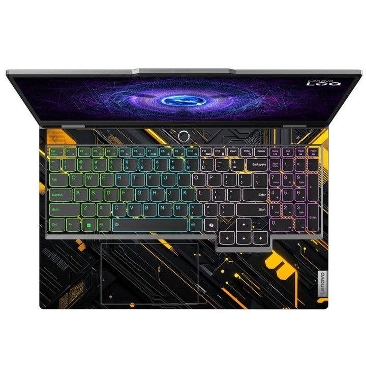 Lenovo LOQ Laptop Skin - Futuristic Yellow and Black Circuit Board Design