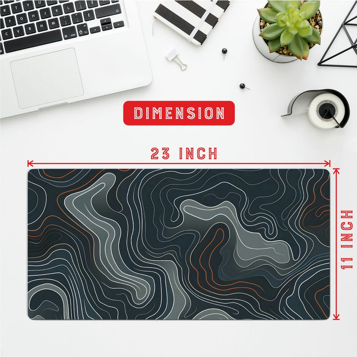 Anti-Slip Desk Mat Gaming Mouse Pad - Geometric Gray Topography