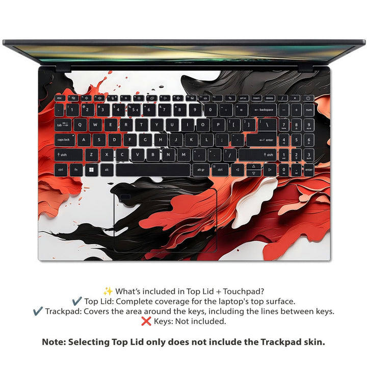 Acer Laptop Skin - Red Black Ink Art