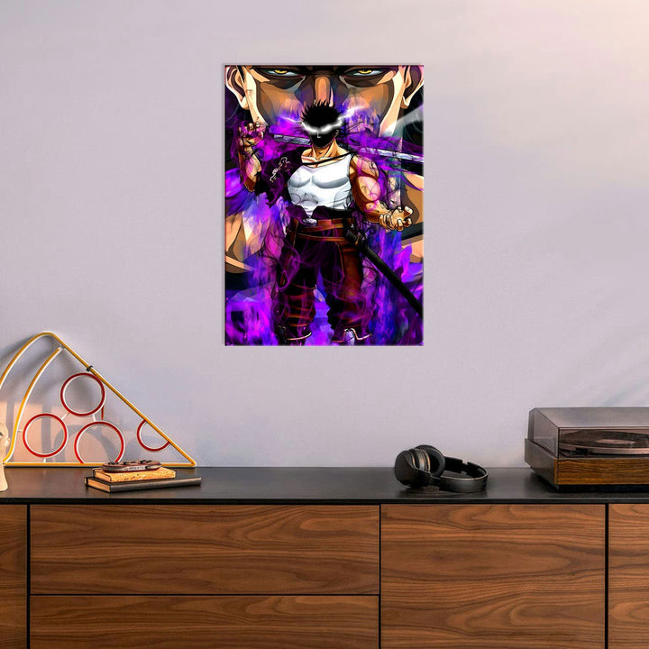 Metal Poster - Anime Purple Fighter