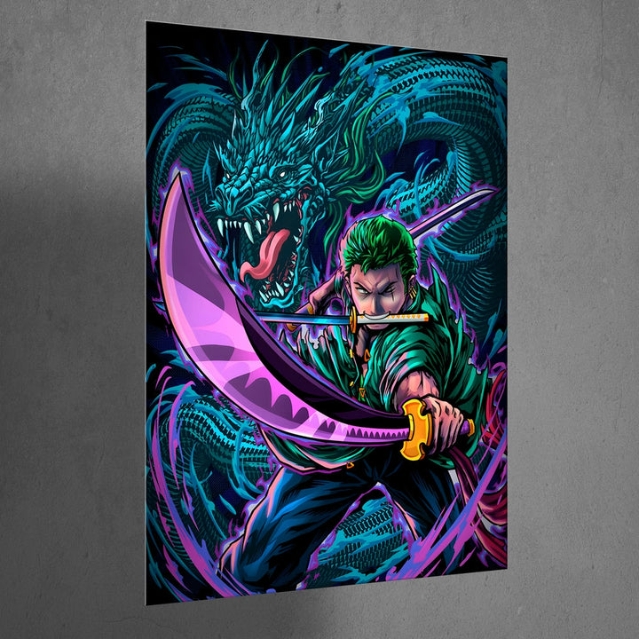 Metal Poster - Anime Roronoa Zoro Dragon twister