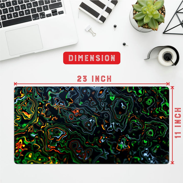 Anti-Slip Desk Mat Gaming Mouse Pad - Vibrant Green and Orange Topography