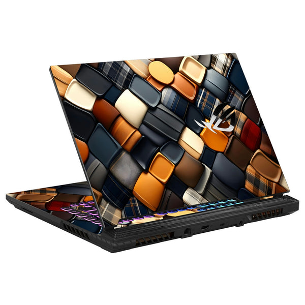 Asus Laptop Skin - Copper and Blue Woven Abstract