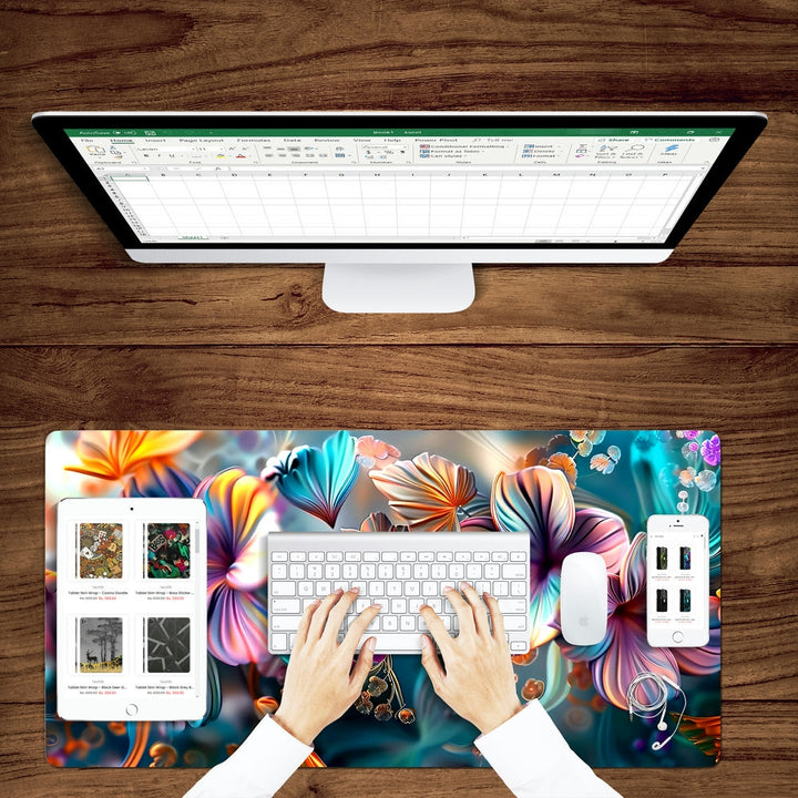 Anti-Slip Desk Mat Gaming Mouse Pad - Floral Fantasy