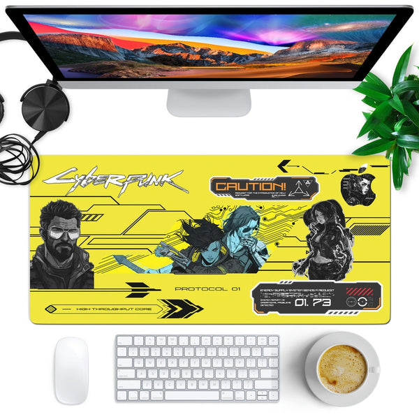 Anti-Slip Desk Mat Gaming Mouse Pad - Cyberpunk Neon Edge