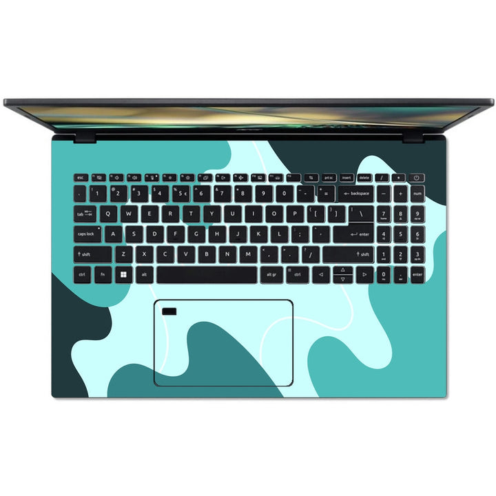 Acer Laptop Skin - Turquoise Abstract Waves Pattern