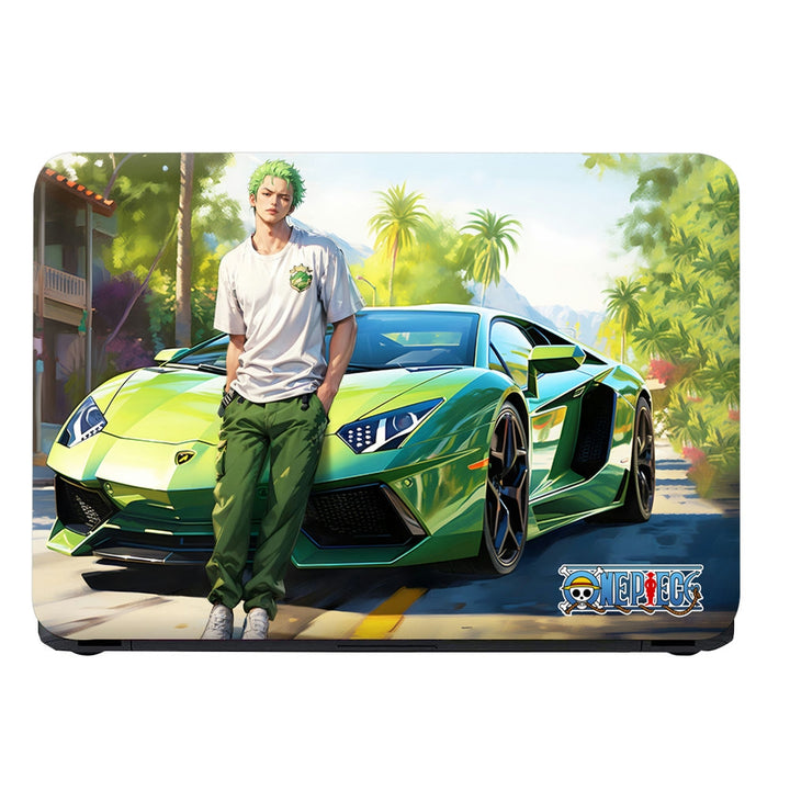 Laptop Skin - One Piece Roronoa Zoro with Green Lamborghini