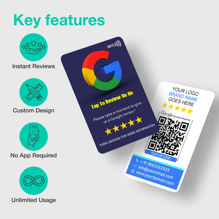 Google Review Card Deep Blue