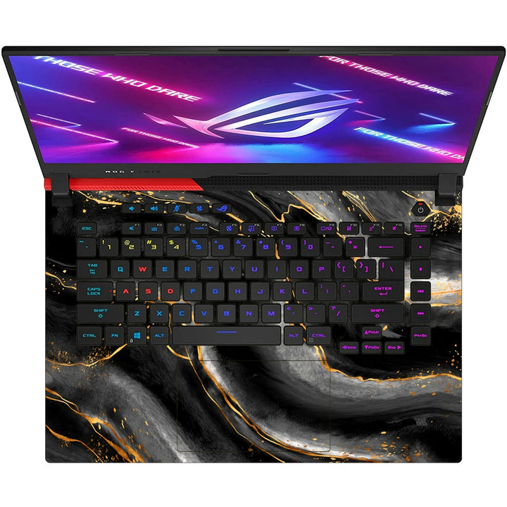 Asus Laptop Skin - Black and Gold Marbled Texture